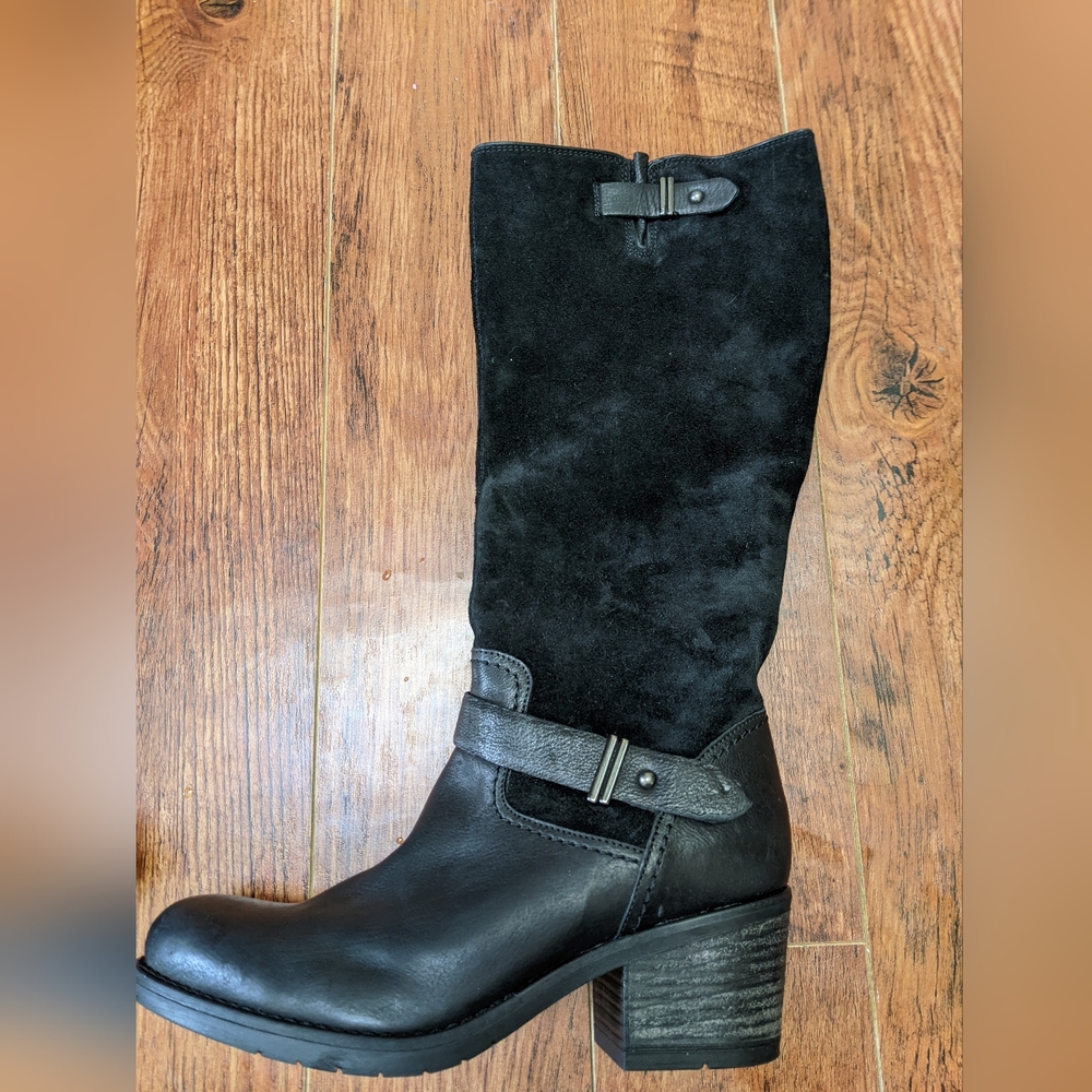leather Clarks moto style boots